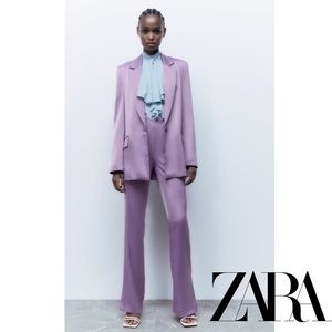 Zara lilac purple satin suit